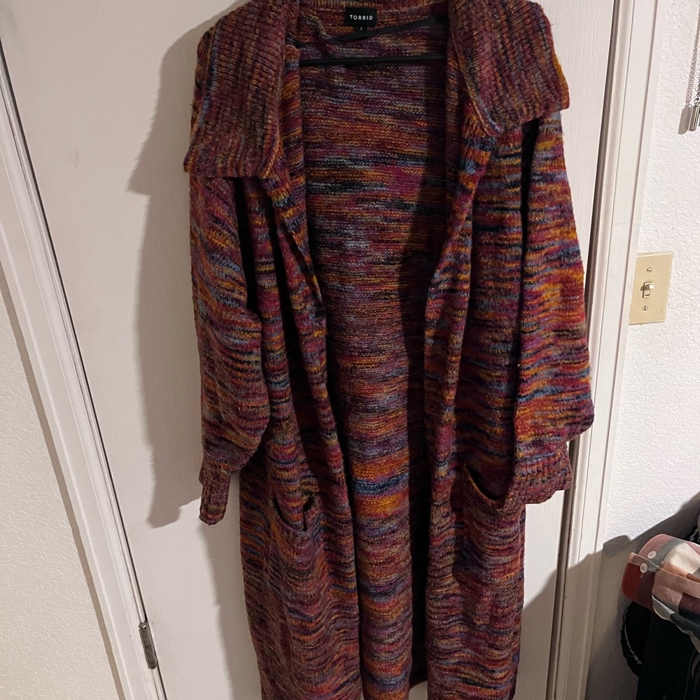 Beautiful size 5 torrid cardigan rainbow mash-up